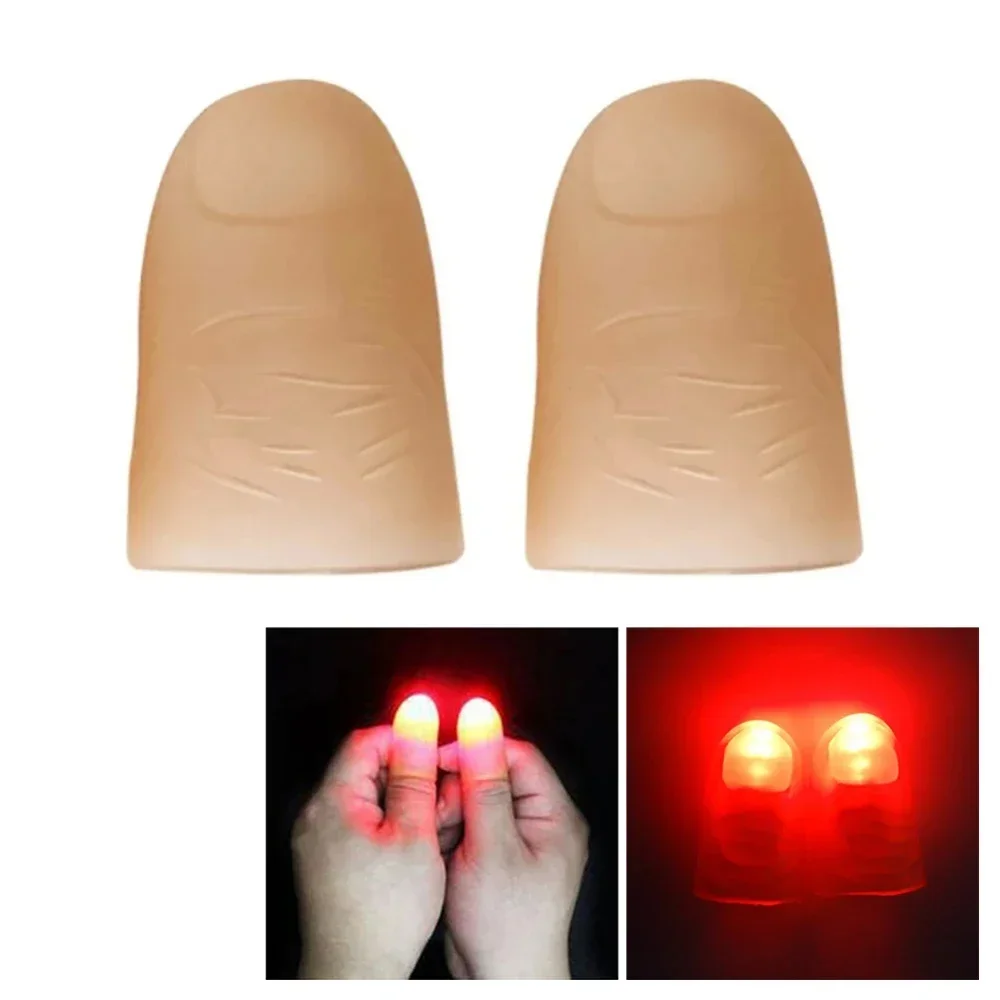 New 2/4/6pcs Magic Light Thumb Flash Finger Toy Bright Lights Magic Prop Funny Toy Trick  Luminous For Magician Halloween Gift