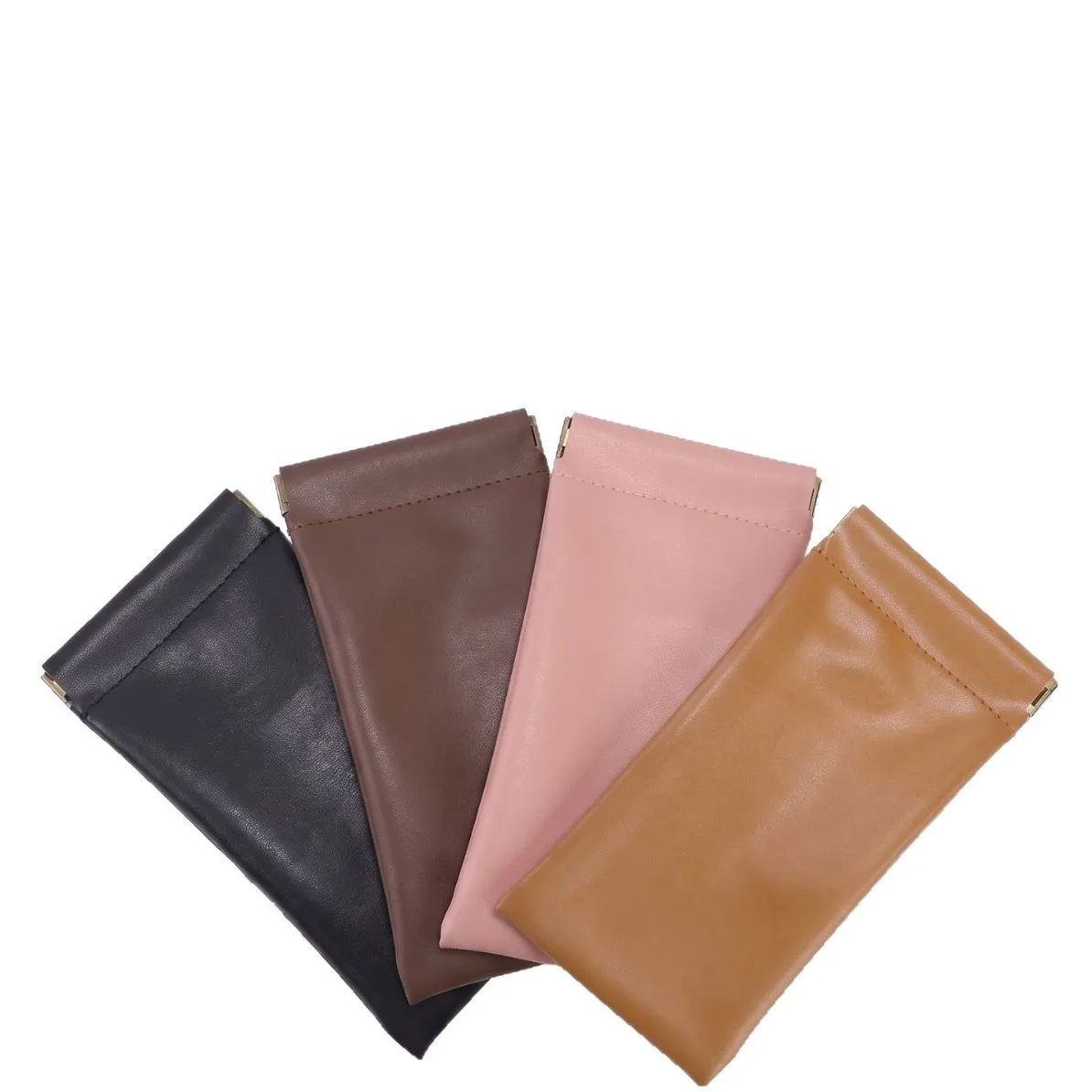 Elastic Squeeze PU Leather Glasses Bag Spring Open Design Lightweight Eyewear Protective Cover Multi-purpose Glasses Coin Pouch