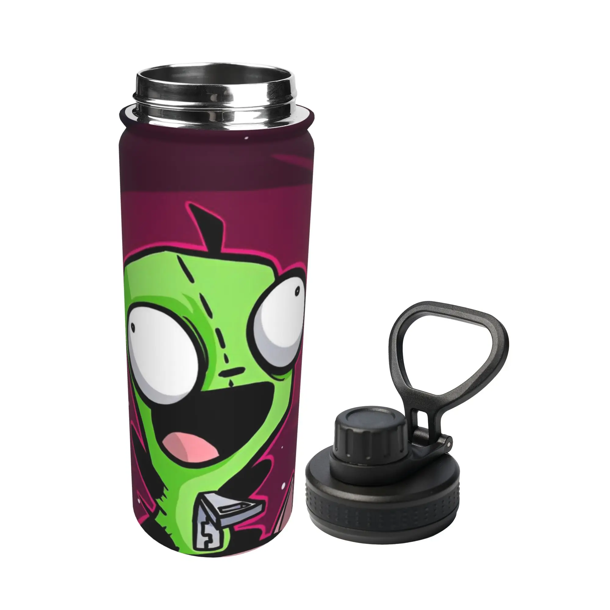 Cartoon Invaders Zim Gir 18OZ Sports Insulated Kettle  Thermal Cup Stainless Steel Office Home Mugs 18OZ