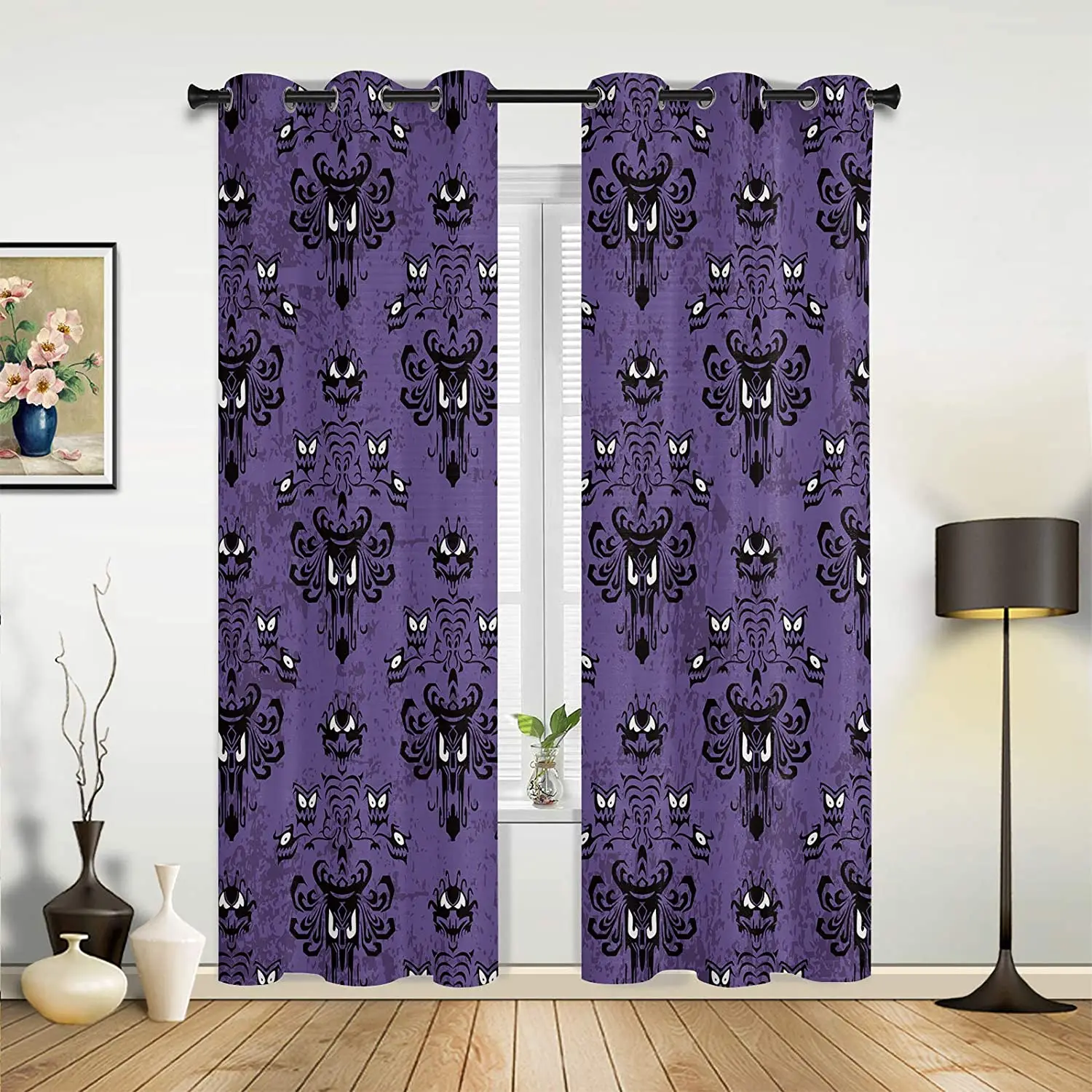 Haunted Halloween Blackout Curtains 3D Print Window Curtains for Bedroom Living Room Decor Window Treatments