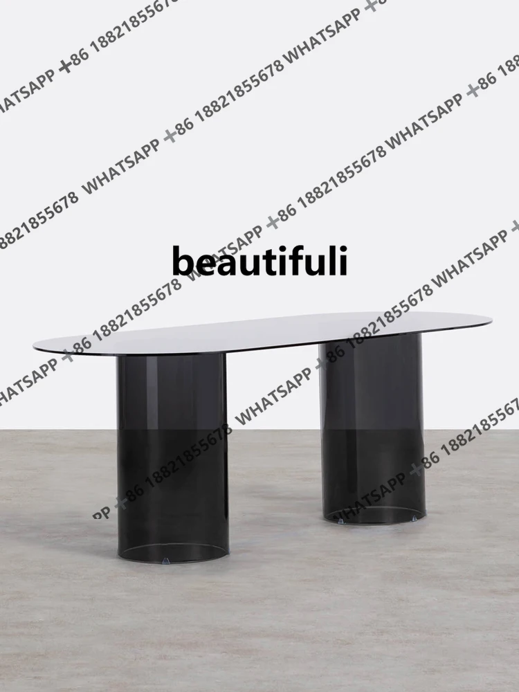 

Innovative glass acrylic profound crystal dining table small apartment living room oval personalized creative table