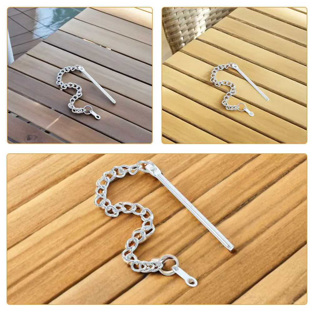 Outdoor Umbrella Pin Chain 3 Piece Heavy Duty Steel Wind Resistant Fixing Set for Patio Garden Terrace