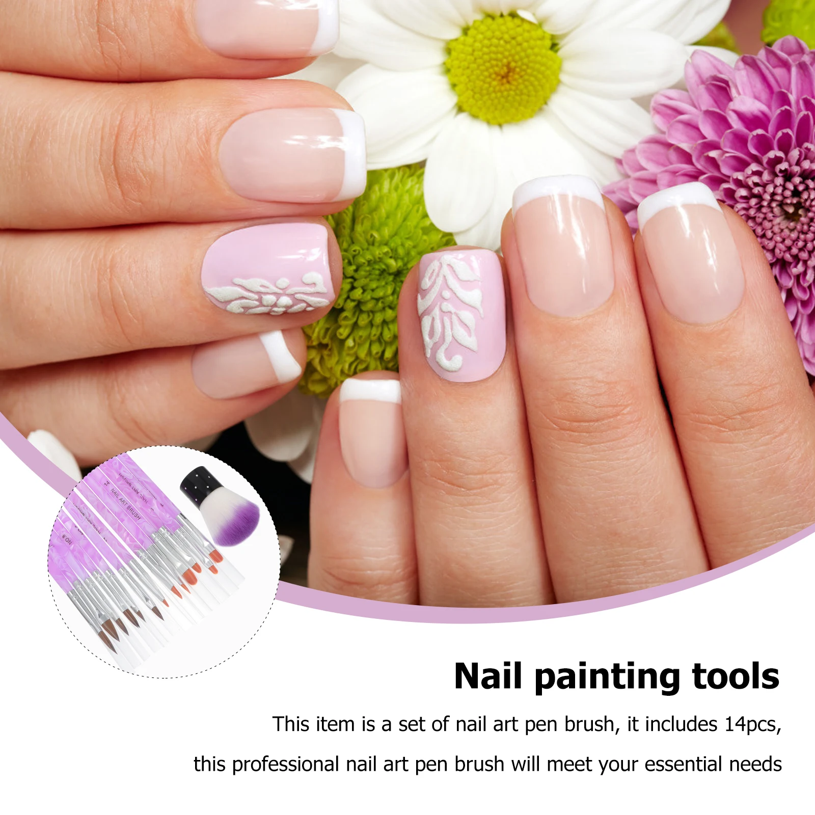 

Acrylic Rod Dust Brush Set Nail Art Brushes Gel Polish Manicure UV Gel Pen DIY Tools Lightweight Compact Nail Painting Kit