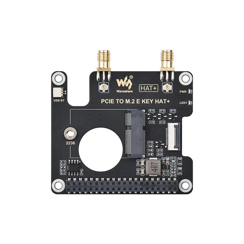 Snowy for Raspberry Pi 5 PCIe to M.2 EKEY Adapter Board Supporting USB Bluetooth Connection HAT and Standard M.2 Devices