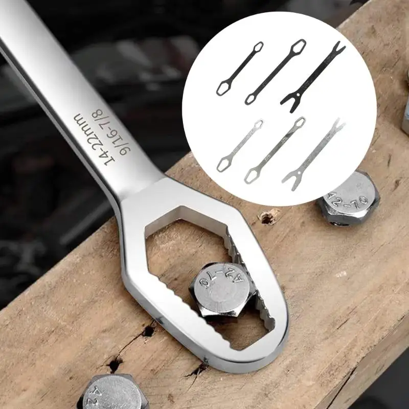 

652F Double Head Auto Adjusting Wrench Set 3Pcs Heavy Duty Steel SelfTightening Wrench For Mechanics Repair Work