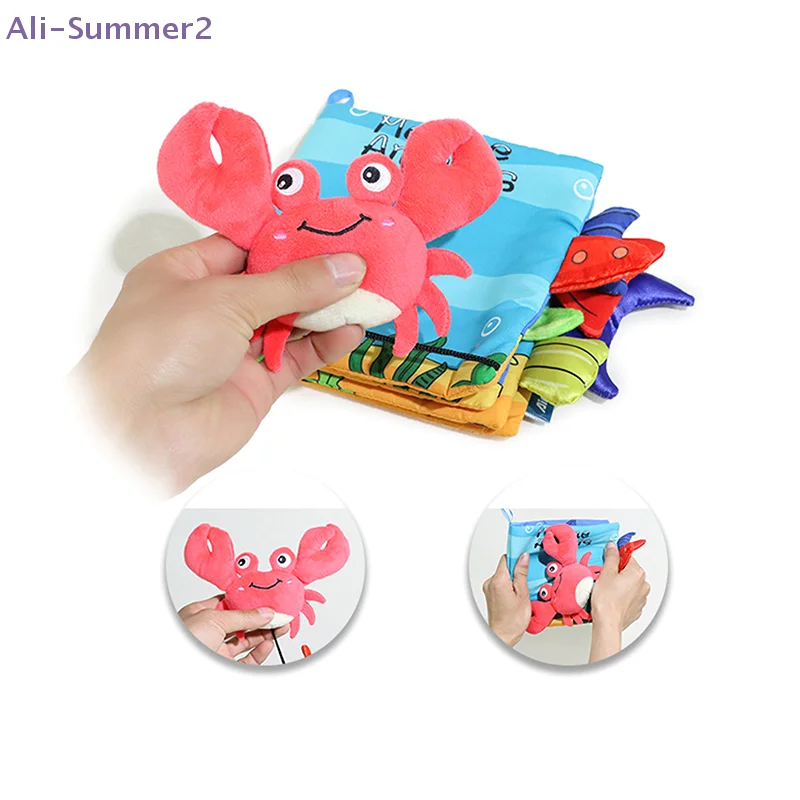 

Мягкие развивающие игрушки для малышей: шуршащие книжки-игрушки с хвостами морских животных для раннего развития младенцев, интерактивные мягкие игрушки для коляски