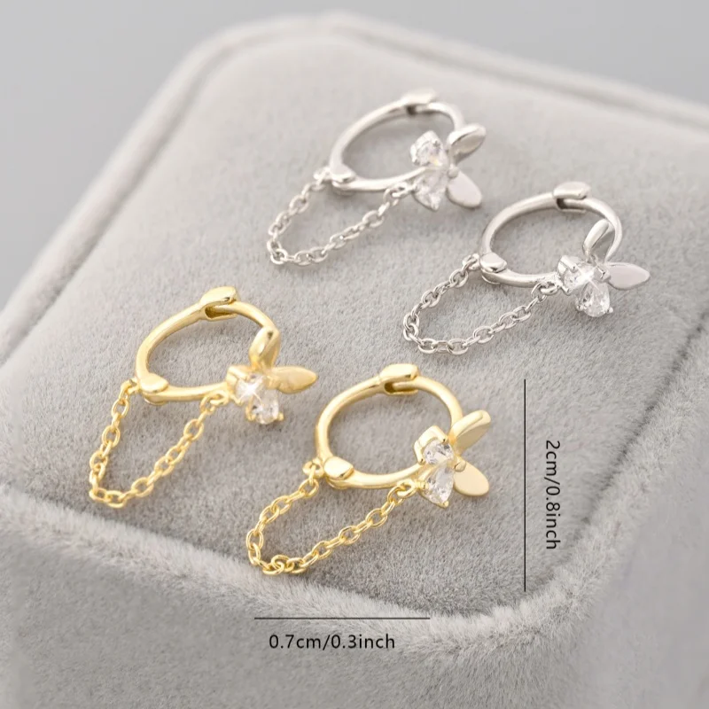 925 Sterling Silver Fringe Drop Earrings Butterfly CZ Tassel Earrings for Women Birthday Gift Fine Jewelry