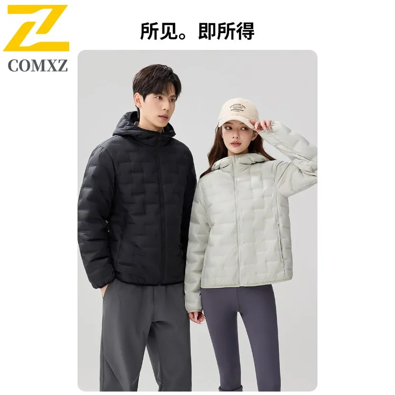 

COMXZ нейтральная куртка-пуховик с капюшоном для альпинизма на открытом воздухе, ветрозащитная парка для отдыха, путешествий, защиты от холода, легкое и тонкое зимнее пальто