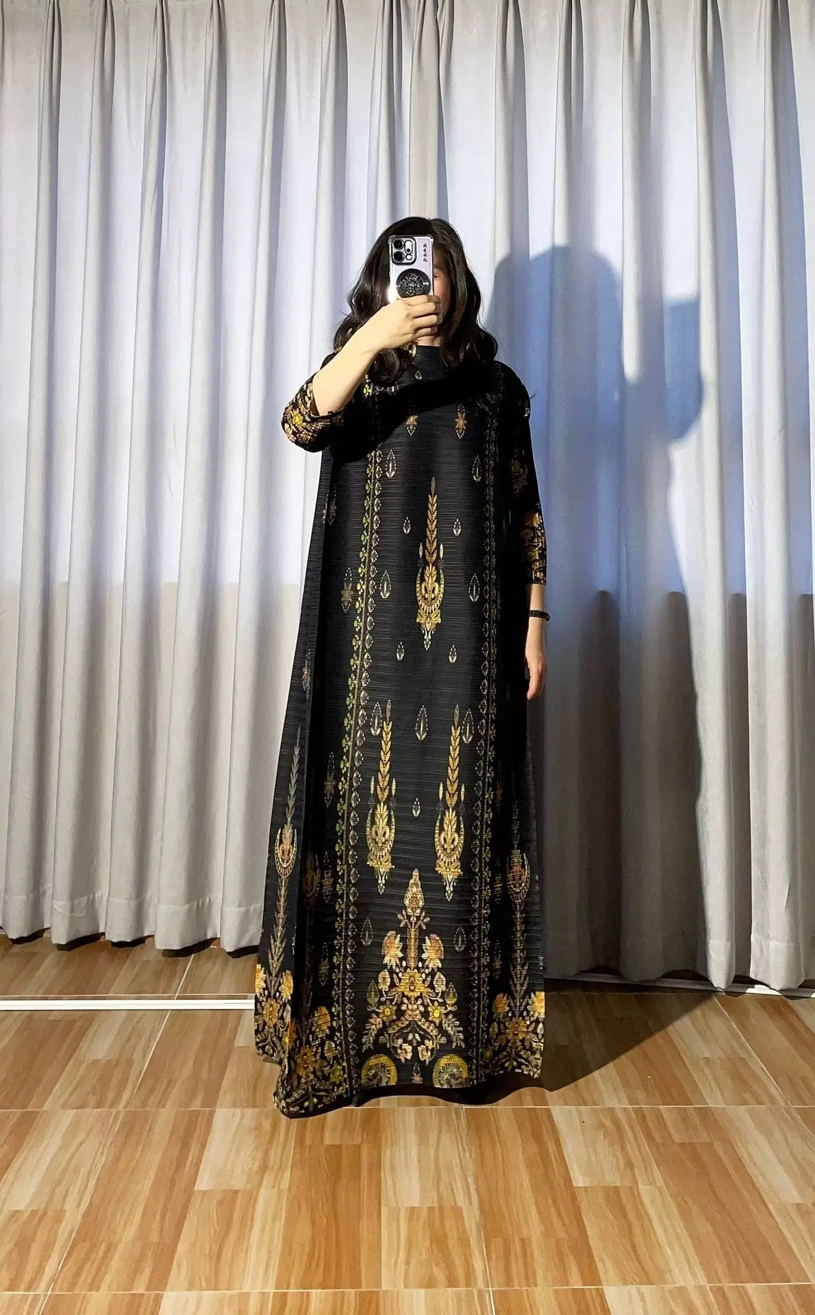 

Свободное платье Miyake со складками и принтом 2021. Модное свободное элегантное плиссированное женское платье.