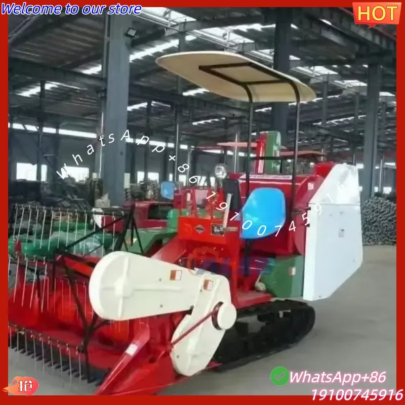 2026Hot Household Crawler Paddy Combine Harvester Low Fuel Consumption Rice Reaper Thresher for Mountain Paddy