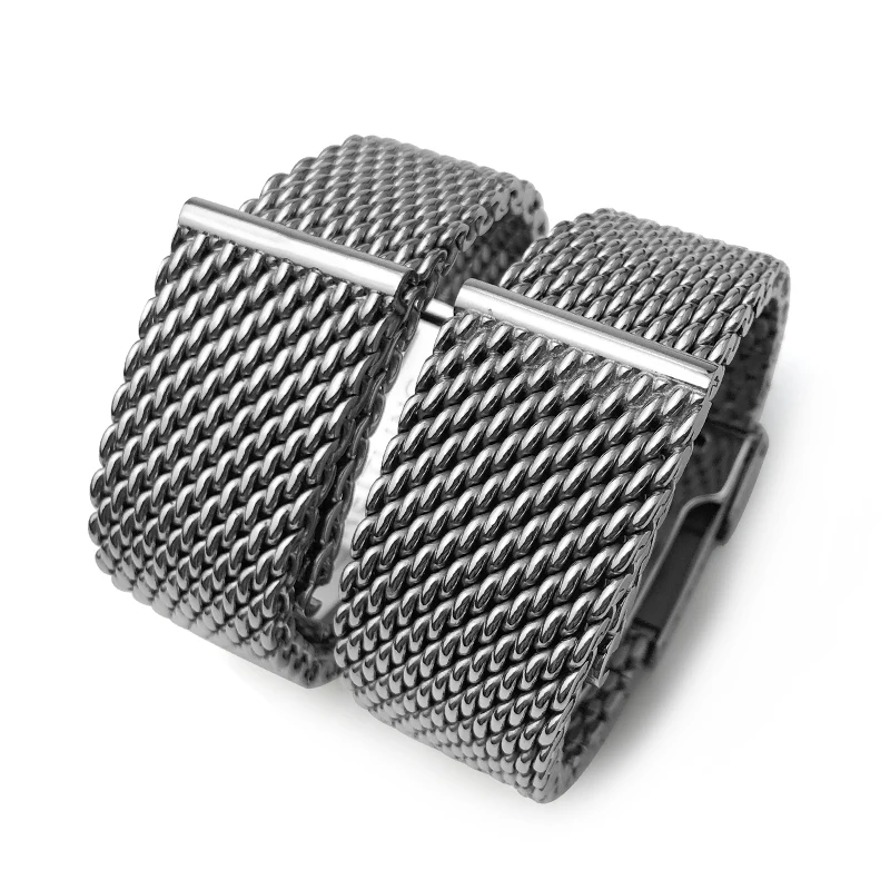 High Quality Stainless Steel 22mm 24mm Watch Band for Breitling Superocean Heritage Solid Metal Bracelets Mesh Woven Strap