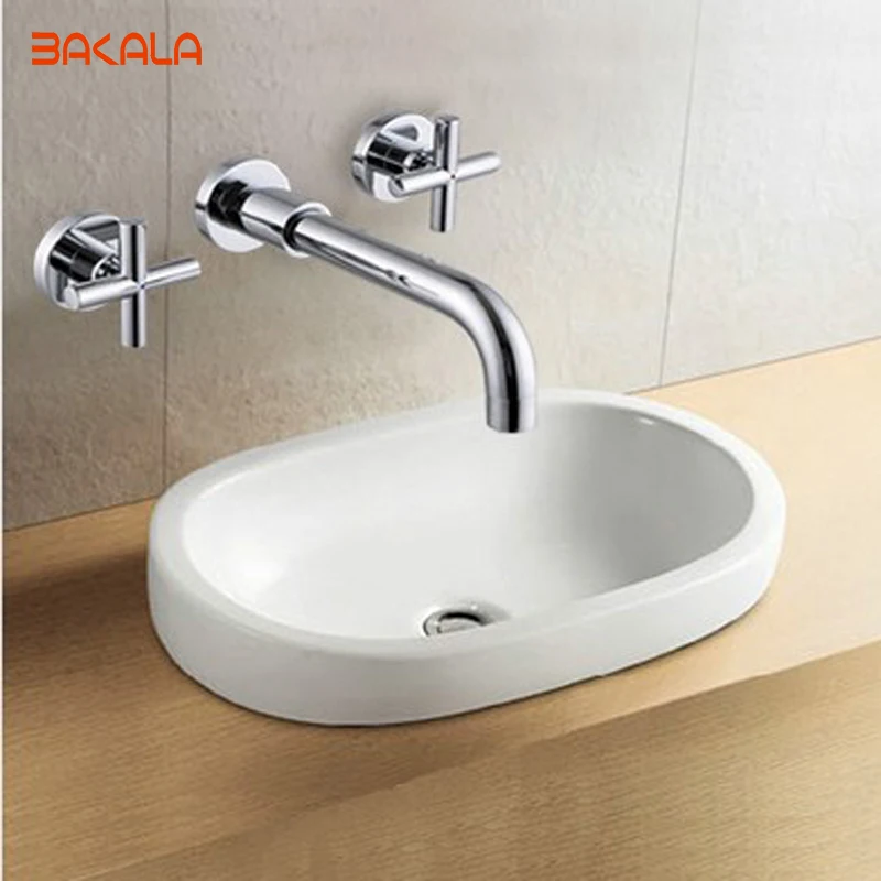 BAKALA Brass Mixer Basin Tap Bath Tub Sink mixer Chrome Finish Square Basin Mixer Tap In wall Basin Faucet Bathroom LT-318