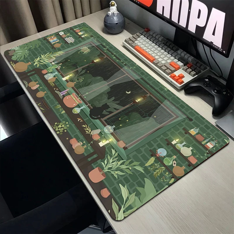 

Mousepad Kawaii Mouse Pad Computer Gaming Accessories Table Mats Laptop 900x400mm Grass Plant Carpets Soft Overlock Desk Mat