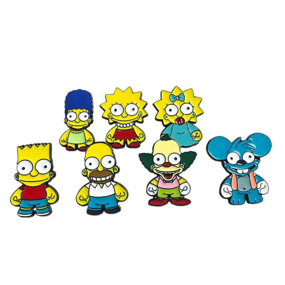 Set de 7 Broches Esmaltados de Los Simpson - Broche de Homer J. Simpson, Marge y Bart, Lindas Insignias de Dibujos Animados, Joyería, Regalo para Amigos