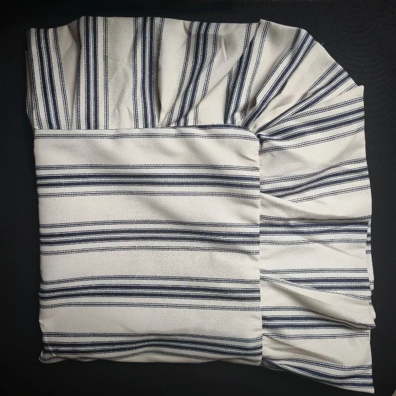 Vintage European Ruffled Striped Cushion Cover Washed Cotton Decorative Pillow Case Style Throw Pillow Cover for Living Room