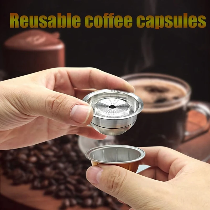 

Stainless Steel Refillable Coffee Pods For Nespresso Vertuoplus Reusable Capsules Durable