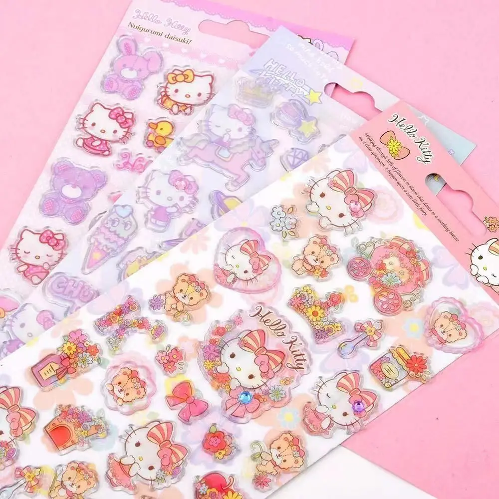 

Kawaii Sanrio Hello Kitty наклейки с кристаллами 3D мультфильм Ccd камера ручной материал для счета Diy наклейки на чехол для телефона для девочек