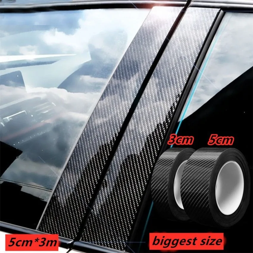 3/5m Rolls Carbon Fiber Car Sticker Anto Door Trunk Protective Strip Auto Door Threshold Anti Scratch Tape Waterproof Decal