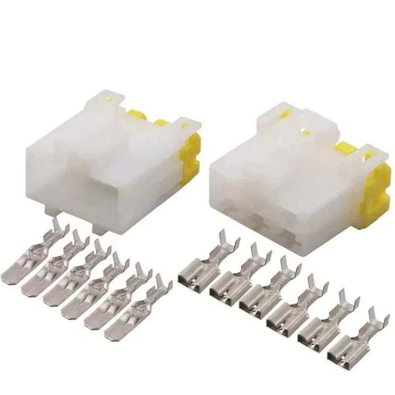 

1-20Sets 6 Pin Female Male 6.3mm Auto Socket Electrical Wiring Cable Connector Plug 7122-6060 7123-6060