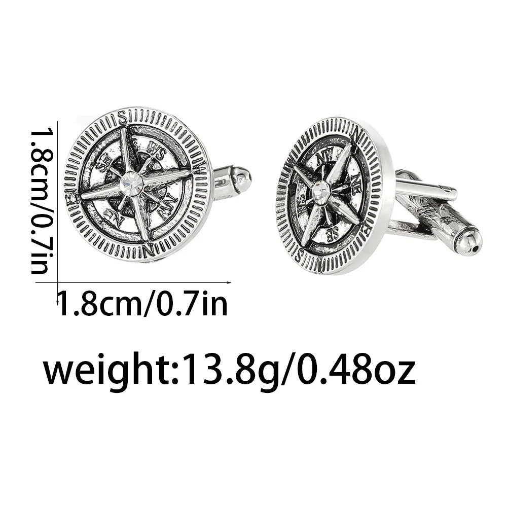 Vintage Silver Cufflinks for Maritime Compassbusiness Wedding Suits Exquisite Cufflink Decorative Accessories for Men's Shirts