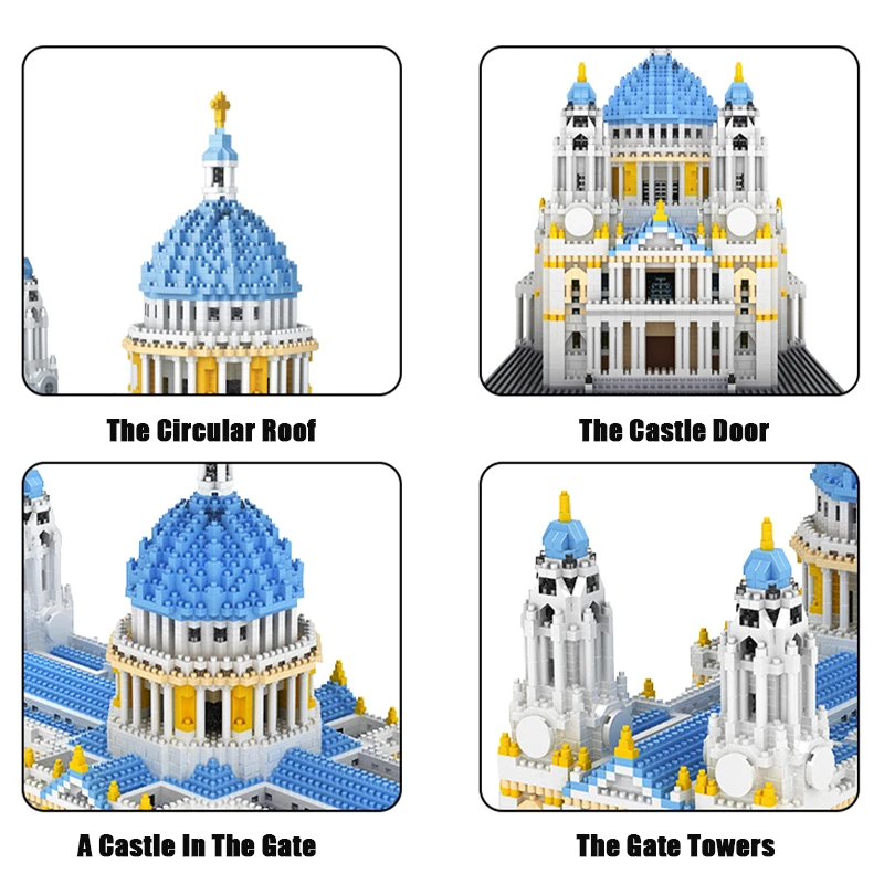 7053 Pcs City Mini St Paul Cathedral Architecture Building Blocks Famous Castle Moc Bricks Educational Gifts Toys For Children