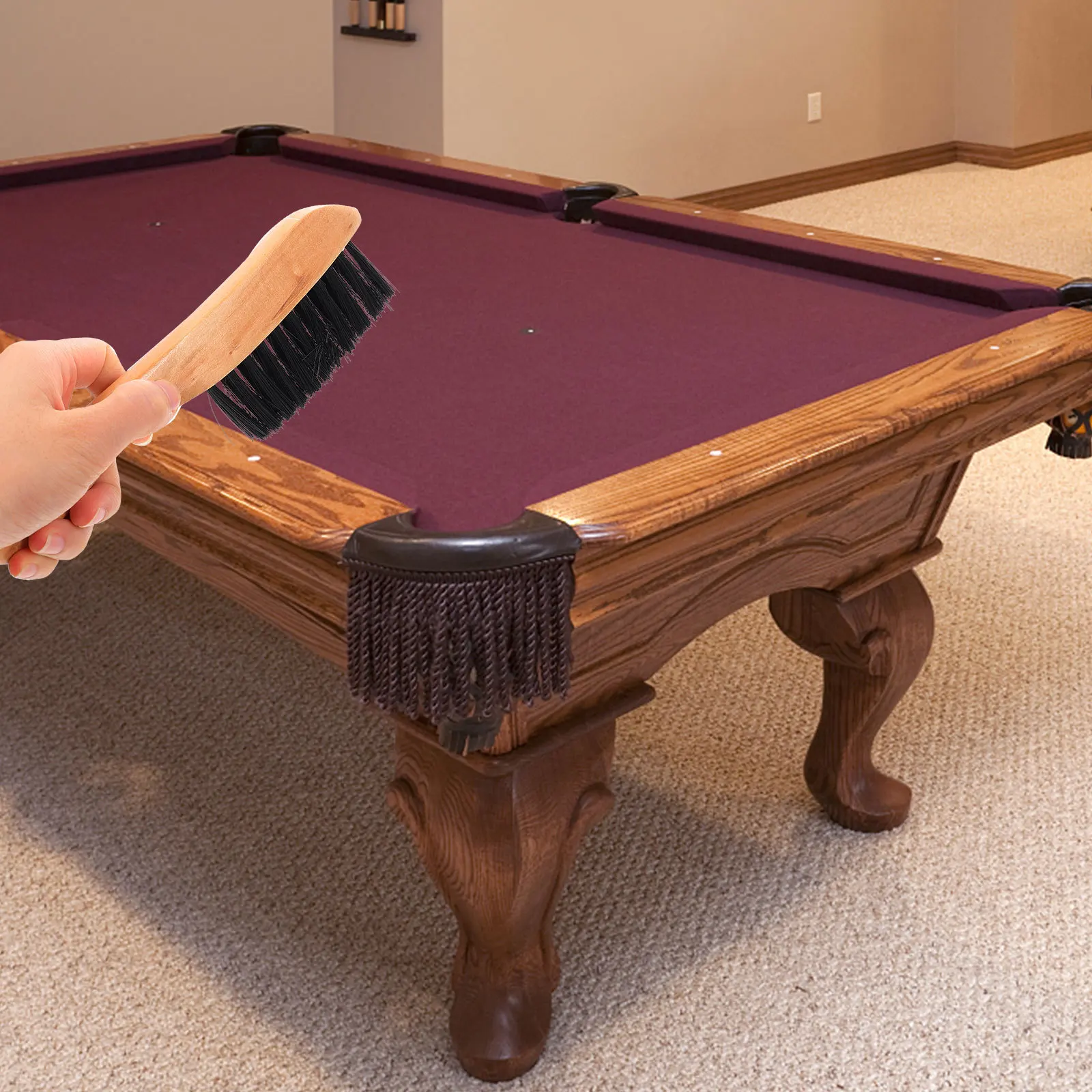 

Billiard Clean Accessories Pool Table Brush Kit Bristles No Scratch Long Hair Thorough Clean Two Lengths Brushing Hair Cue Metal