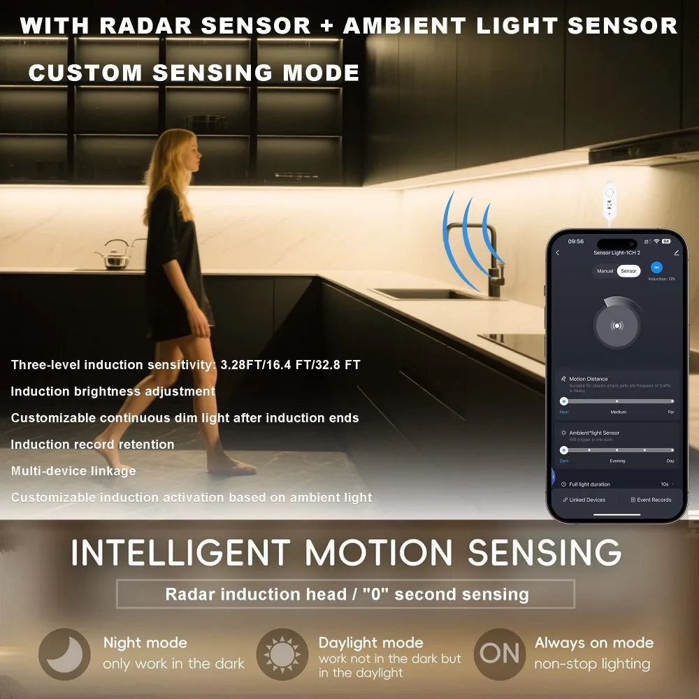 Tira de luces LED de neón Tuya WiFi CCT DC24V Sensor de movimiento regulable cinta de letrero de neón de silicona Flexible impermeable fr decoración del hogar al aire libre