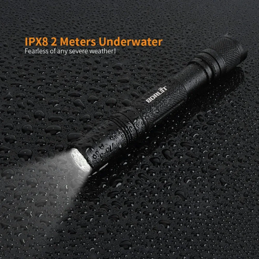 BORUiT BC25 LED torcia Mini torcia medica portatile IPX8 impermeabile uso lampada a batteria AA con funzione di memoria illuminazione da campeggio