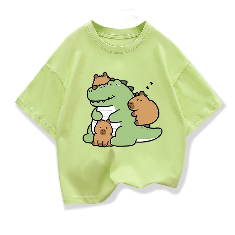 

Children's Capybara Printed T-shirts Baby T-Shirt Cartoon Boys Summer Clothes O-Neck Kids Shirt Fashion Parent-child Outfit