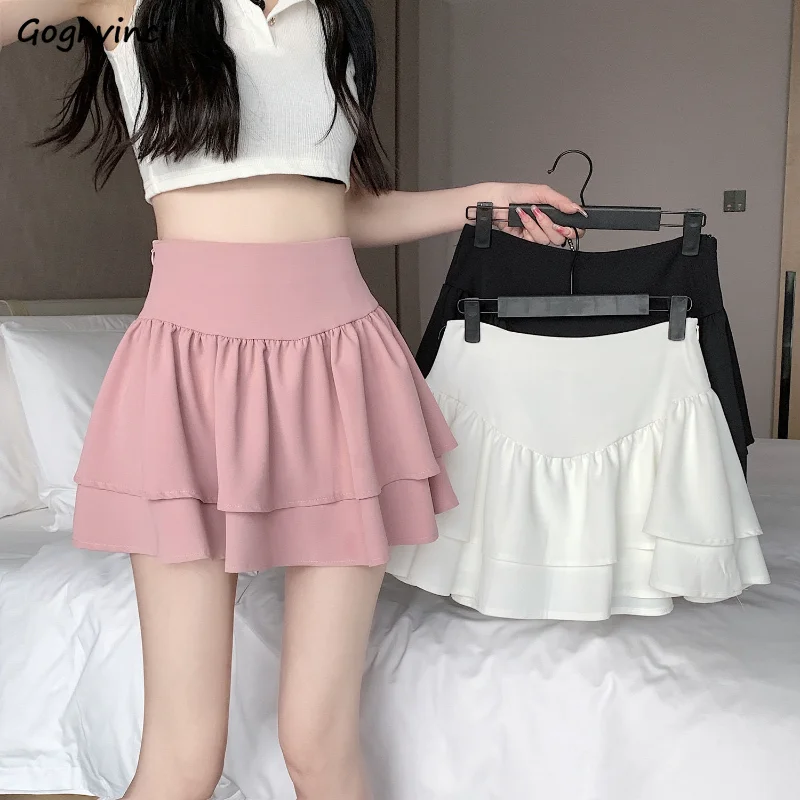 

Ball Gown Skirts Women Solid Tender Summer Empire Hotsweet Fashion Party All-match Cute Girlish Ulzzang Graceful Mini Designed