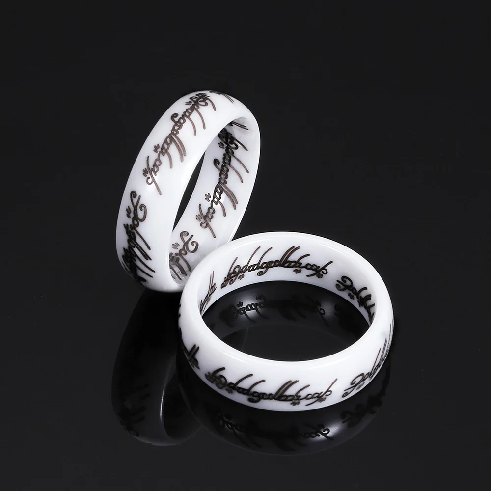 6mm Laser Black and White Ring Ceramic Ring for Women Men Engraved Jewelry Ring Fashion Dropshipping