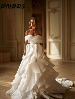 Elegancka suknia ślubna z odkrytymi ramionami 2025 urocza szyfonowa suknia ślubna formalna urocza suknia do podłogi do sukienki dostosowane