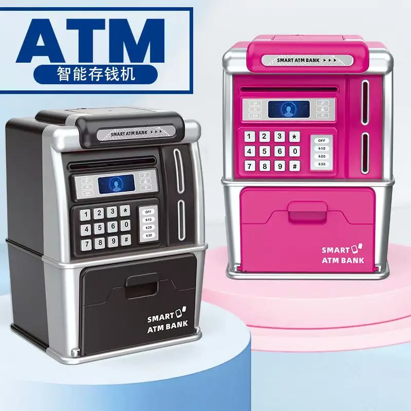 Mini tirelire ATM jouet, avec carte et mot de passe, reconnaissance de pièces et de billets, calculatrice de solde/cadeau jouet adapté aux enfants de plus de 6 ans