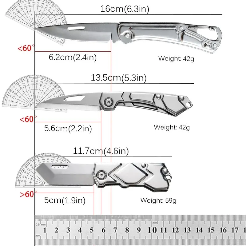 3PCS Pocket Folding Fruit Knife Set, Stainless Steel Outdoor Knife with Non-slip Handle for Kitchen Accessories Box Opener