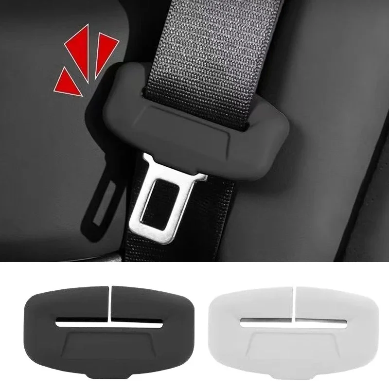 2Pcs Silicone Safety Belt Buckle Protective Cover Anti‑Scratch Anti‑Noise Seat Belt Buckle Sleeve Universal Car Interior Decorat