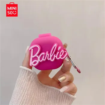 MINISO 바비 이어폰 케이스 커버, 삼성 갤럭시 버즈 라이브, 2 프로, Fe 무선 이어버드 충전 박스, 후크 포함 보호 쉘 