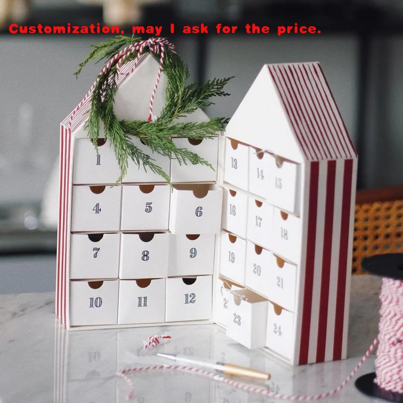 

custom.Custom House Shaped Surprise Calendar Box Gel Nail Polish Set Storage Box with 24 Drawer Compartments Advent Calendar Bea