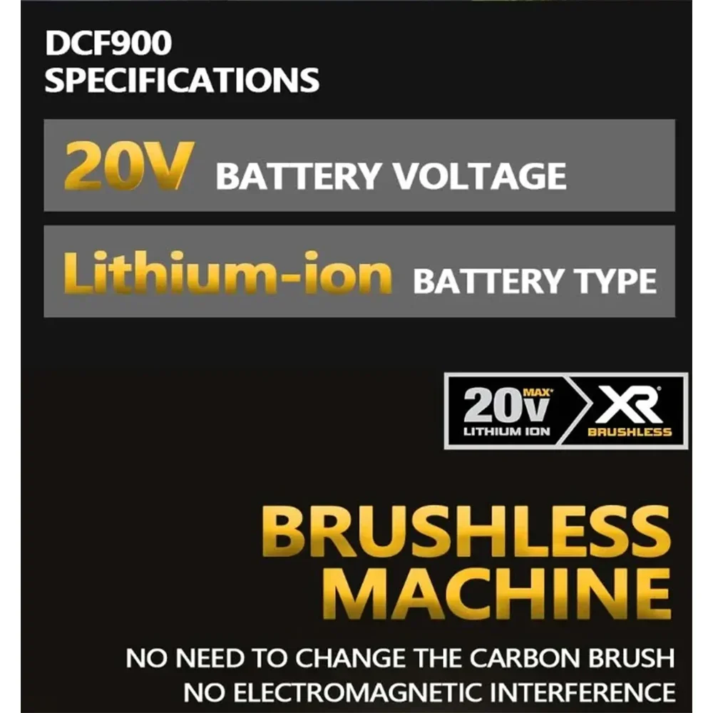 DEWALT DCF9001/2-inch impact wrench brushless cordless high torque, LED LGHTING 20V battery, 1936. Nm, 0-2200 IPM, 0-2300 RPM,