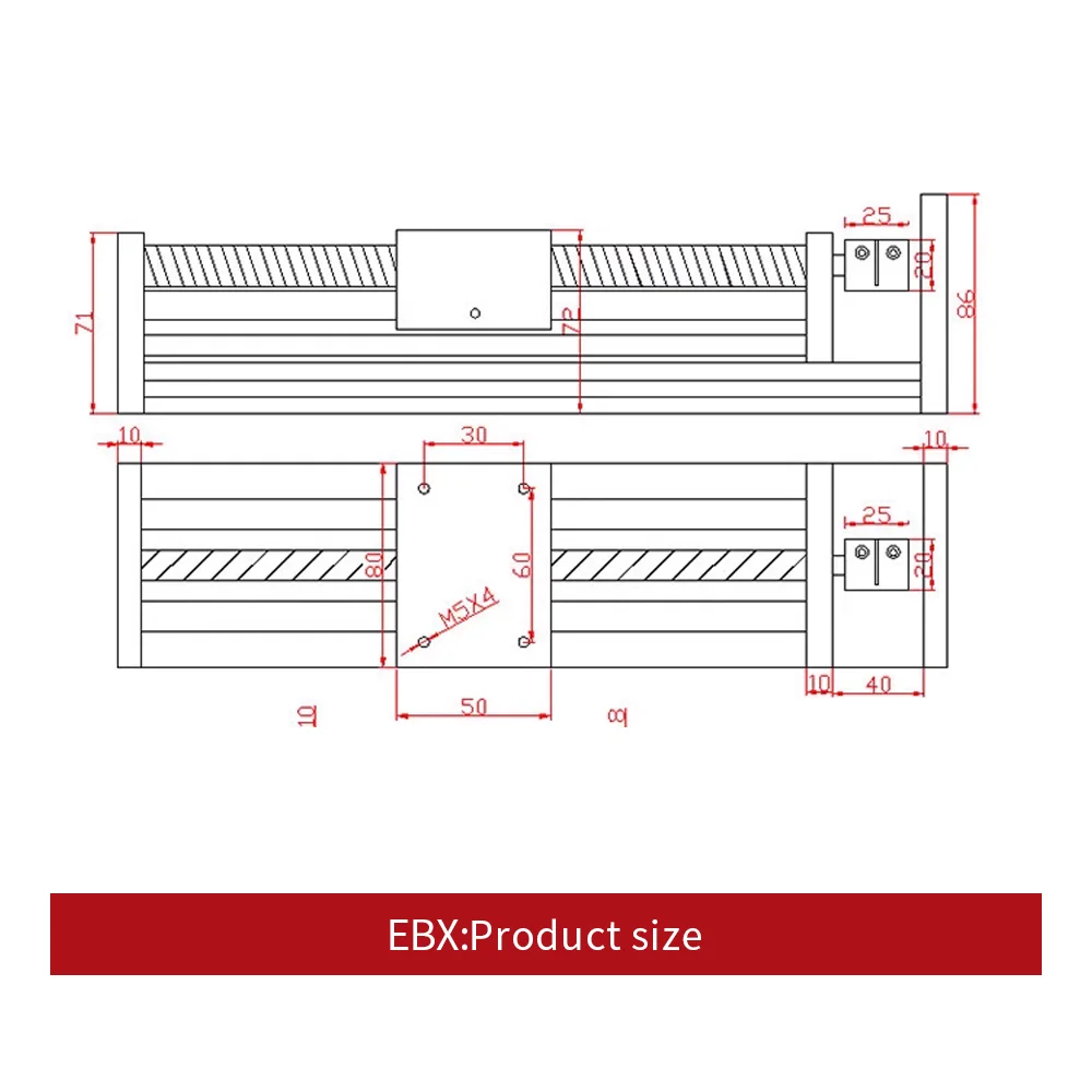 HANPOSE NEMA17/DC Rail Guide EBX1204/1605/1610 Ball Screw Sliding Table, Linear Lead Screw Drive Module