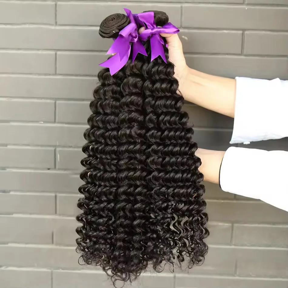 

Virgin Hair Peruvian Deep Wave 100% Human Hair Bundles 15A Thick Unprocessed Extensions Double Weft 3 Bundle Deals For Women