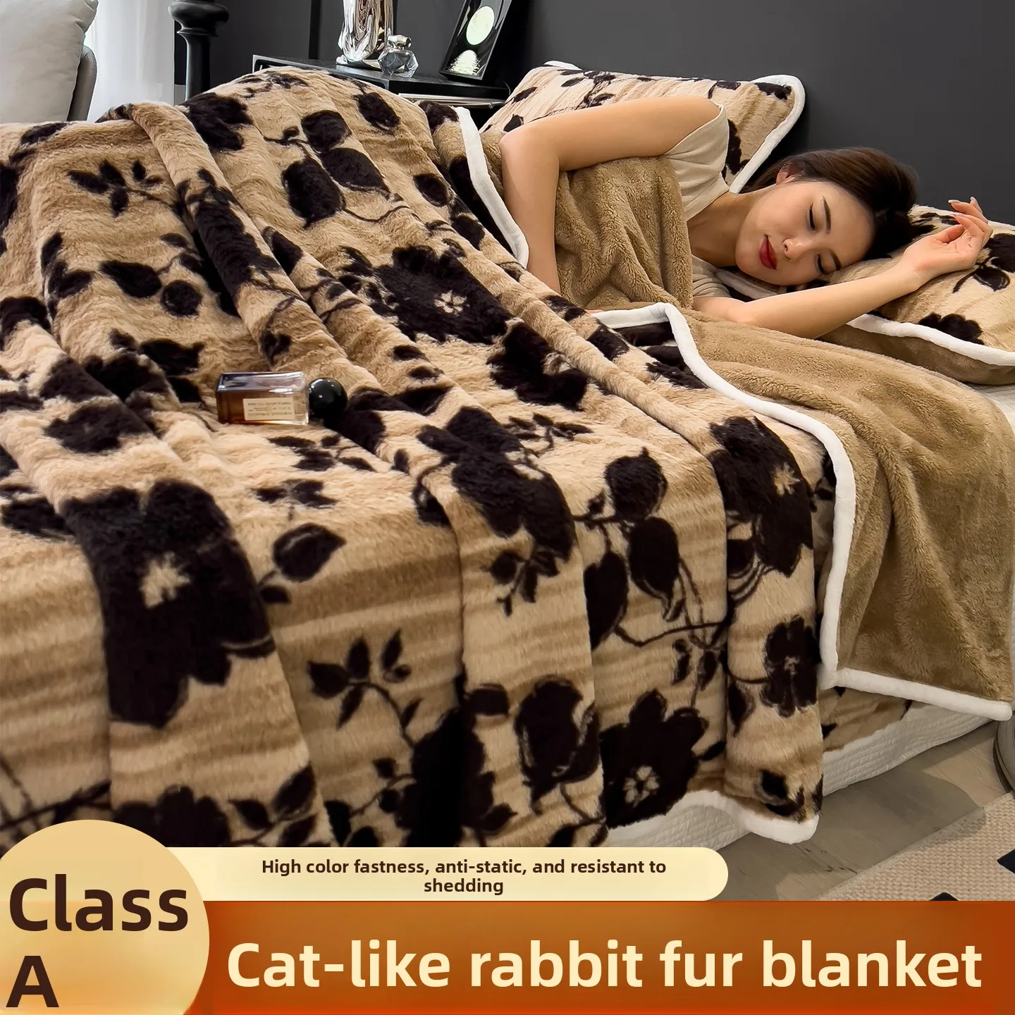 

Утолщенное одеяло из кроличьего меха, зимнее теплое, на молнии, с флисовой подкладкой, мягкое и уютное, из кроличьего велюра, для всех сезонов, в скандинавском стиле