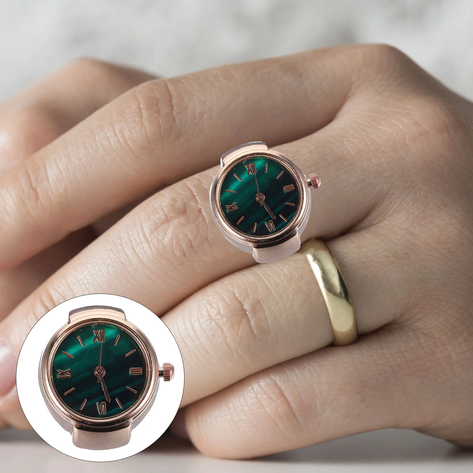 

Mini Watch Zinc Alloy Quartz Finger Watch For Women Men Small Exquisite Timepiece Jewelry Gift Rose Gold