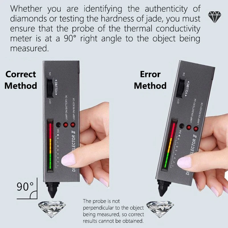 Diamond Tester with Battery High Accuracy Accurate Easy Distinguish LCD Display Fast Diamond Jewelry Selector Tool