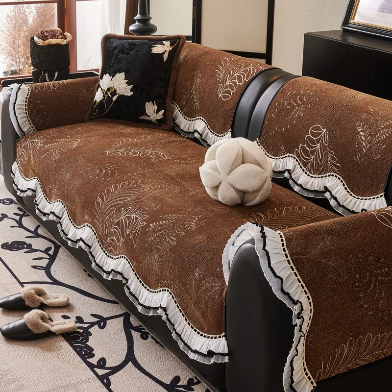 EIFLOY-Irregular Couch Cover for Sofa, Non Slip, Chenille Sofa Slipcover, 2, 3 Seater, Chair Furniture Protector, for All Season