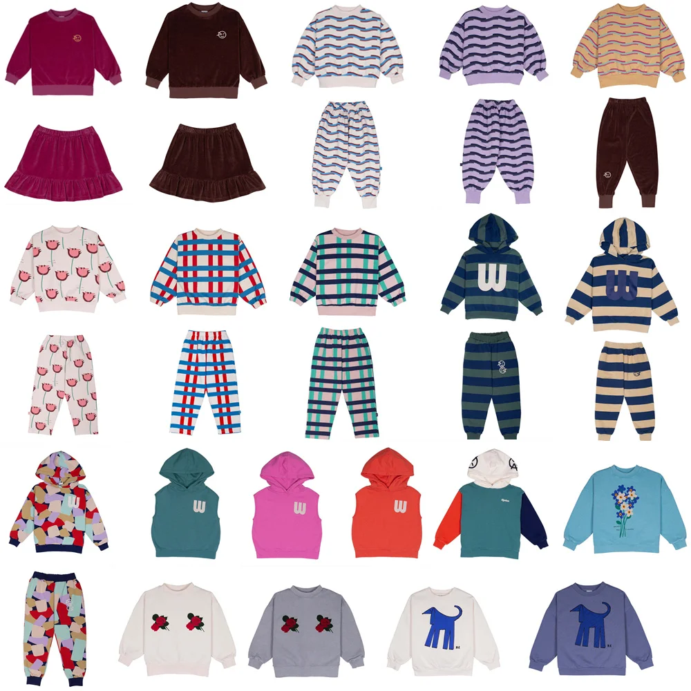 European Child Sweatshirts and Pant Set 2024 Autumn Winter wyn Kids Sweaters for girl boy Hoodies Casual Trousers Clothing