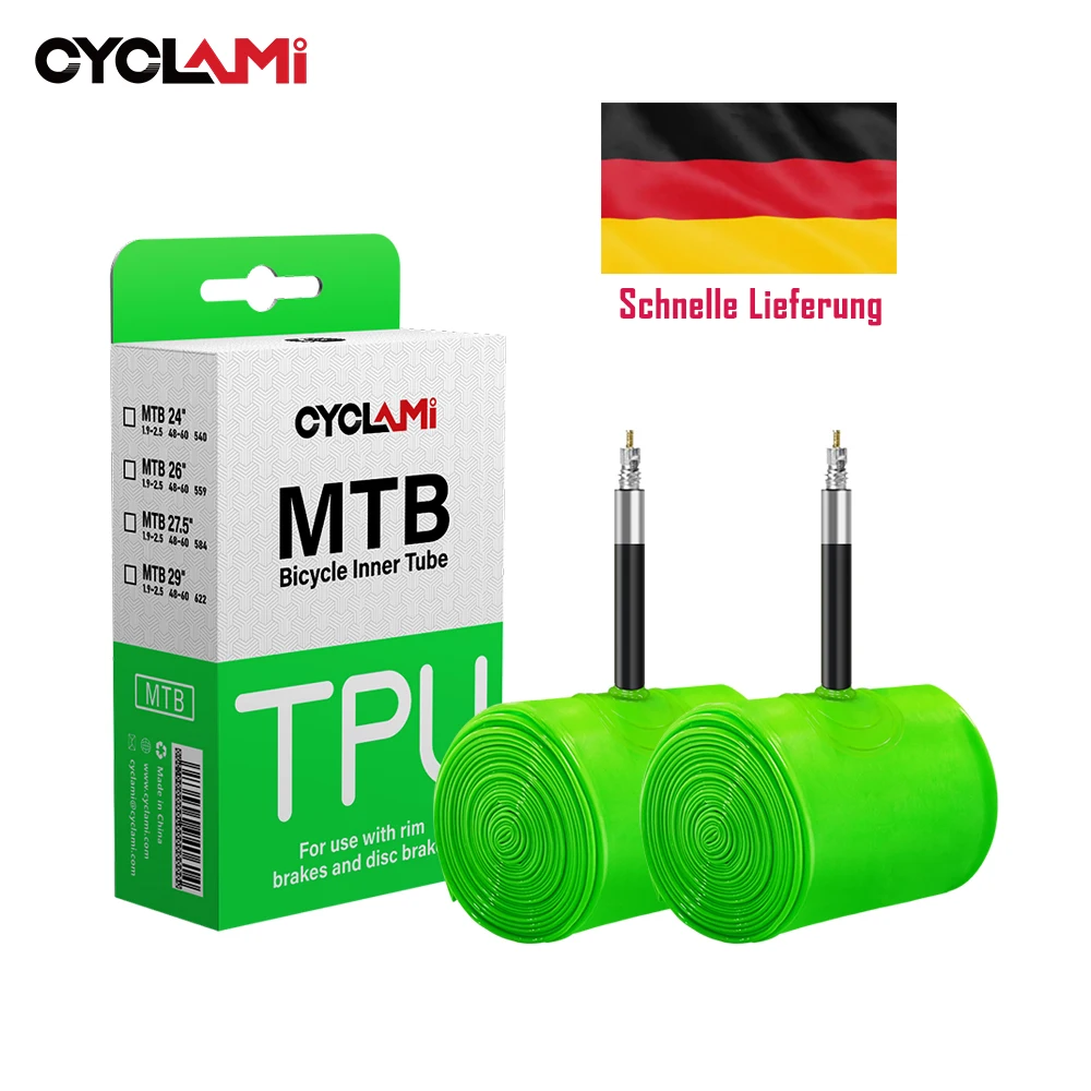 2 Stück CYCLAMI Mountainbike-Schlauch Ultraleicht MTB 26 27,5 29 Zoll TPU-Schlauch Metall-Presta-Ventil 45mm FV für Mountainbikes 1,9 - 2,5