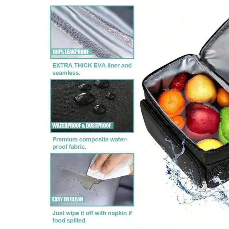 Portable Lunch Bag Food Thermal Box Office Outdoor Leak Proof Water Ice Pack With Shoulder Strap Thickening Insulated Case NEW