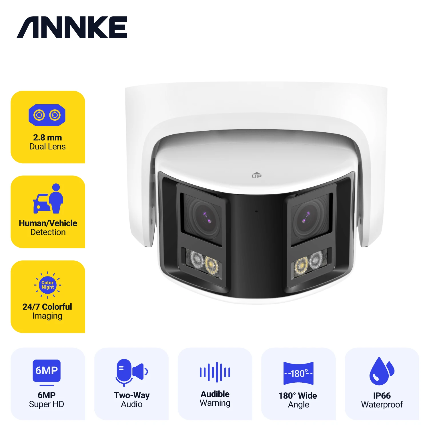 

ANNKE 180°Panoramic 6MP Security Camera Dual Light Night Vision Built-in Mic Motion Detection Network Camera CCTV Surveillance