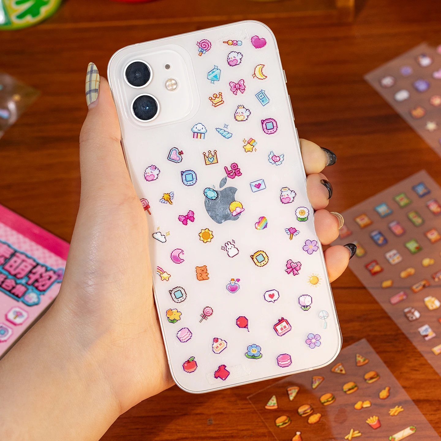 24 Sheets/Book Mini Pixel Cute Creature PET Sticker Set for DIY Scrapbook Phone Case Notebook Decoration Craft