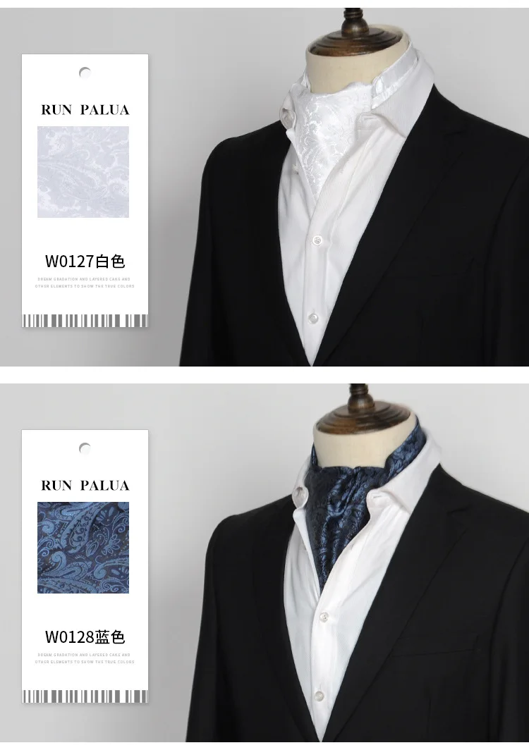 Herren Vintage Polka Dot Hochzeits-Krawatte Ascot Scrunch Selbstbindende Britischer Stil Gentleman Polyester Paisley Retro Krawatte Luxus – Detail 5